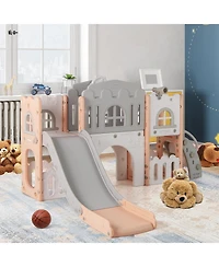 Slickblue Toddler Playground Slide Set with Tunnel Ladder and Hoop