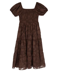 Rare Editions Girls' 7-14 Chiffon Burnout Puff Sleeve Maxi Dress
