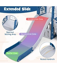 Slickblue 6-in-1 Kids Playground Set with Slide Ladder and Basketball Goal