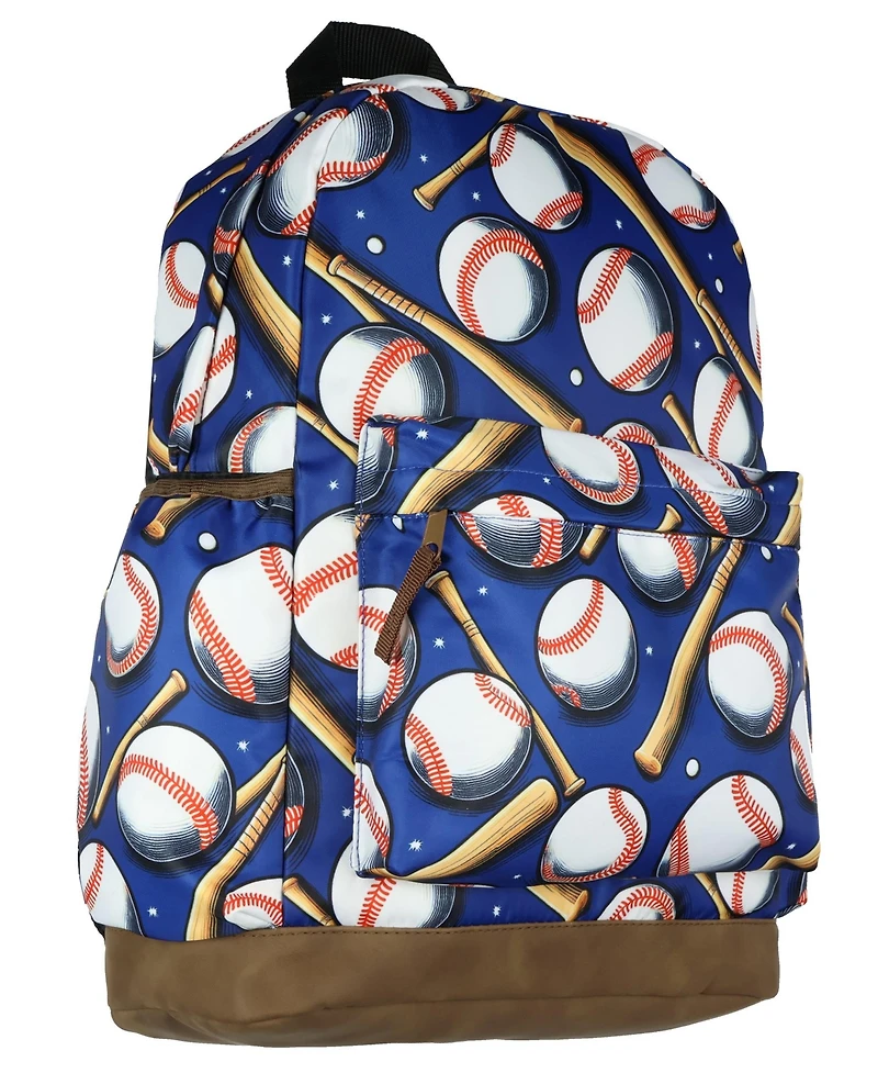 Intimo Batter Up 16 Inch Backpack Baseball and Bats All Over Print School Book Bag