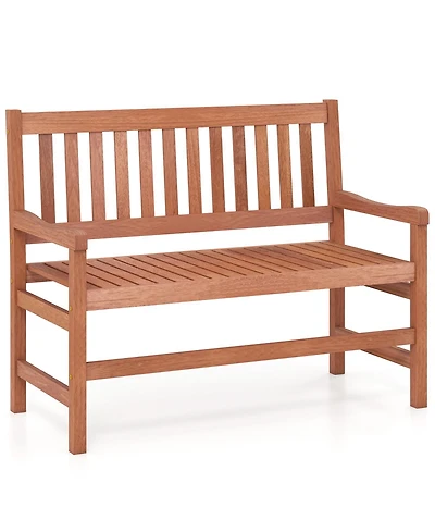 Gymax 44 Inch Outdoor Loveseat Bench 2-Seat Patio Solid Wood Garden Chair with Backrest