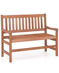 Gymax 44 Inch Outdoor Loveseat Bench 2-Seat Patio Solid Wood Garden Chair with Backrest