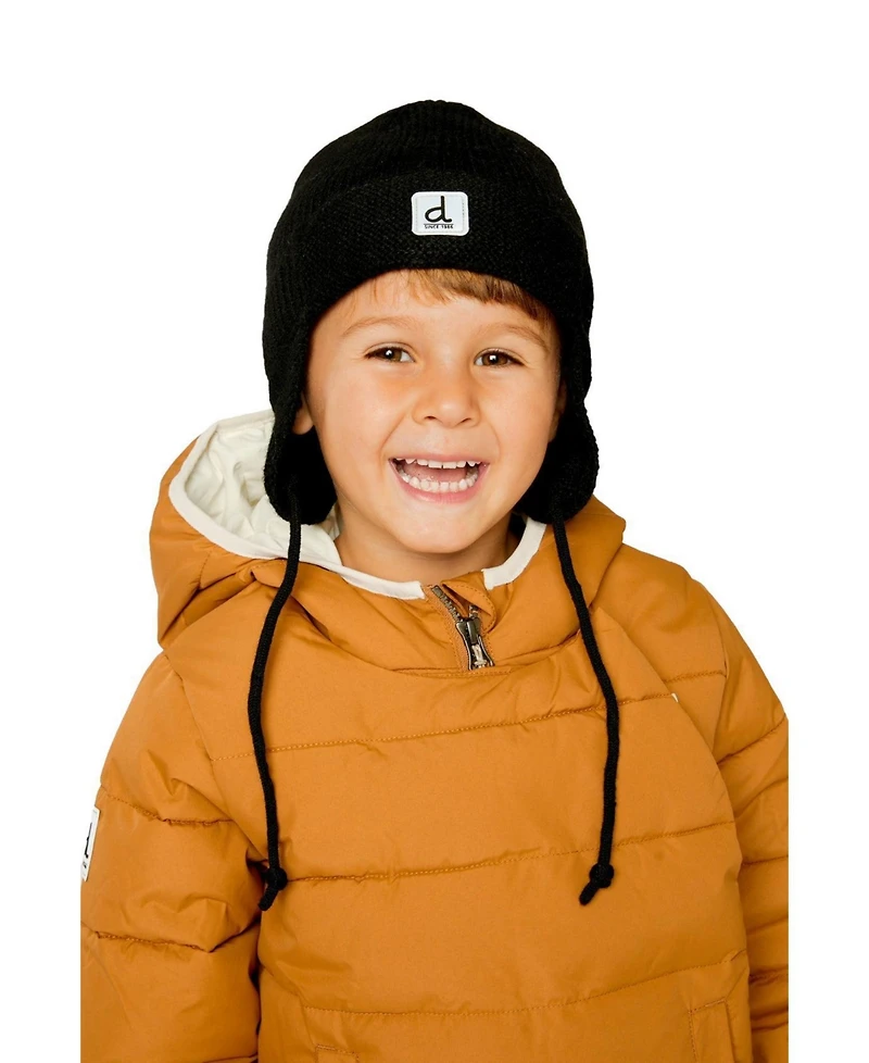 Deux par Deux Toddler Unisex 2-3 Years Winter Knit Hat with Ear Flaps and Strings