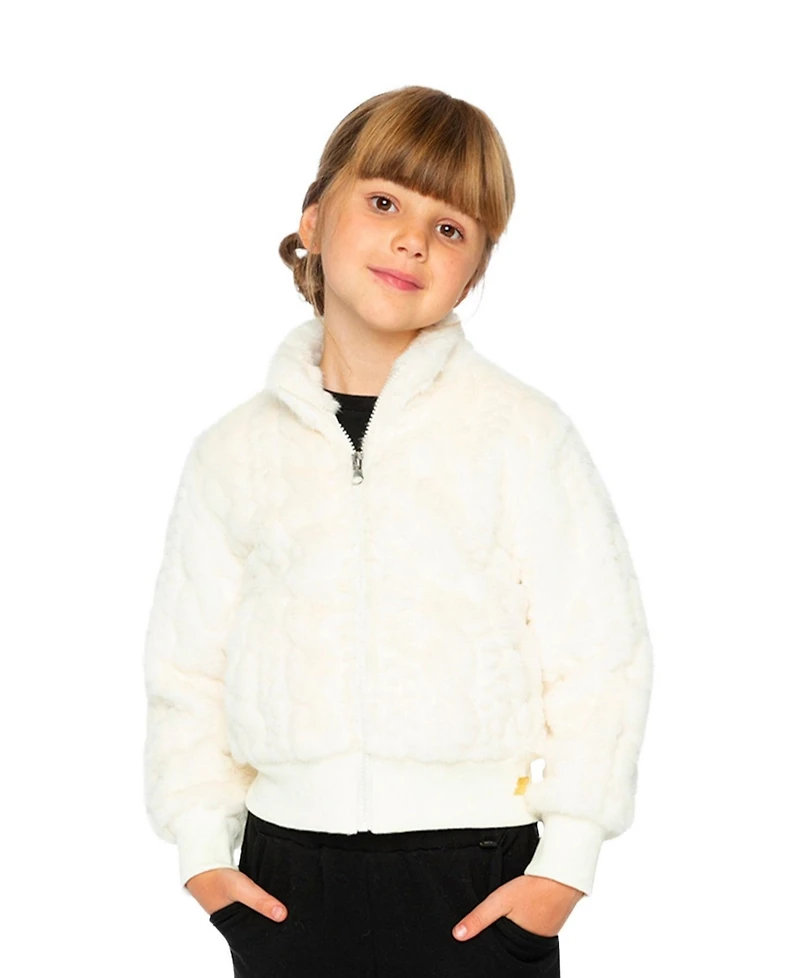 Deux par Deux Toddler Girl Faux Fur Jacquard Jacket