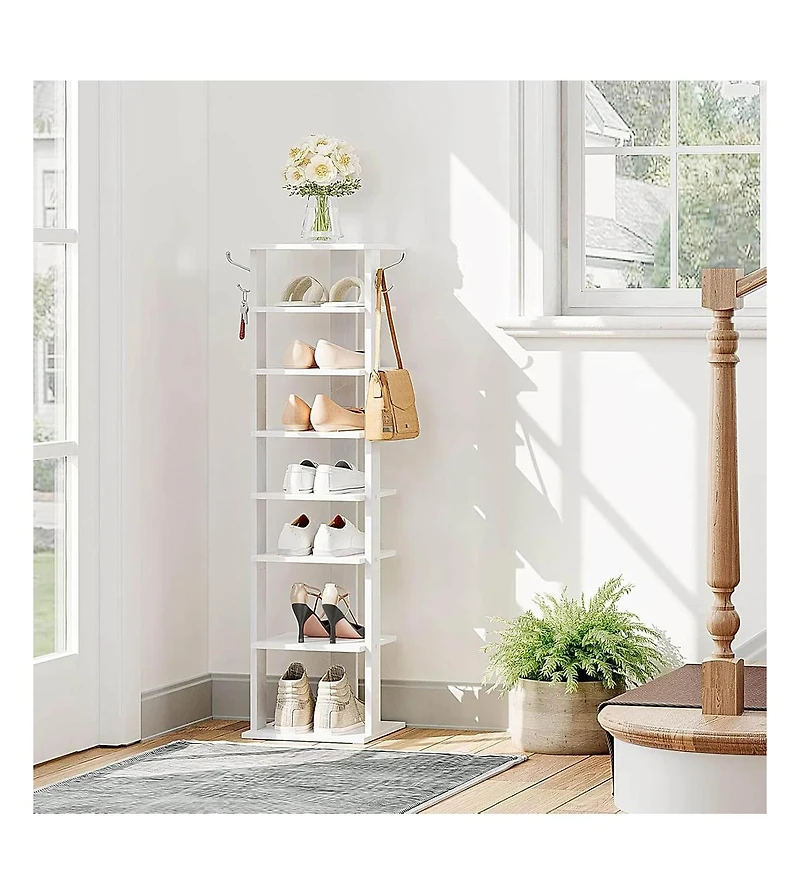 Slickblue 8-Tier Vertical Wooden Shoe Organizer Rack