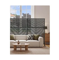 gaomon 3 Panel Room Divider Screen with Storage Shelves and Rolling Wheels