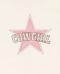 Rare Editions Girls' 2T-6X Cowgirl Graphic Knit T-Shirt and Fringe Stud Skirt, 2-Piece Set