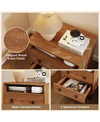 Slickblue 2 Drawer Nightstand with Storage Compartment Mid Century Design