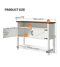 Slickblue Farmhouse Console Table 47.2 Inches with Storage