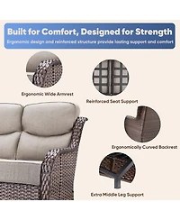 Pocassy Luxury Patio Furniture Set with 6-inch Thick Cushion, Outdoor Fire Pit Table, Swivel Chairs, Side Sofa