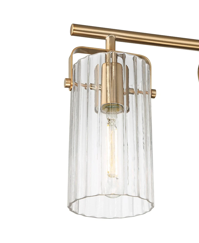 Regency Hill Emerson 22"W Warm Gold Fluted Glass 3-Light Bath Light