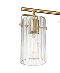Regency Hill Emerson 22"W Warm Gold Fluted Glass 3-Light Bath Light