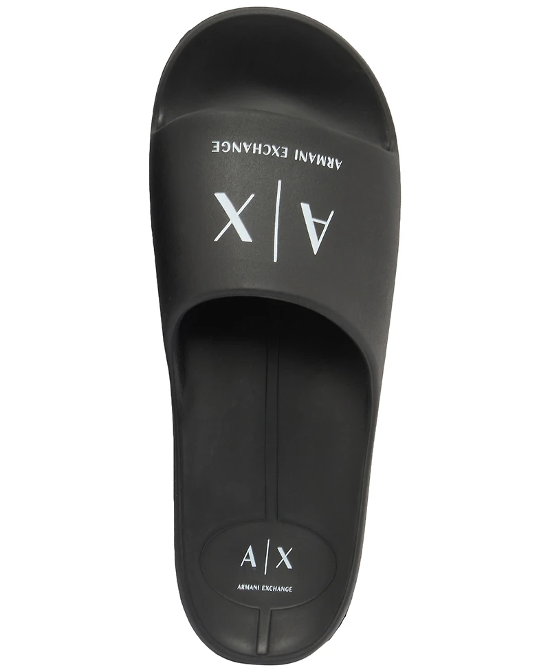 A|X Armani Exchange Men's Corporate Logo Bubble Slide Sandals