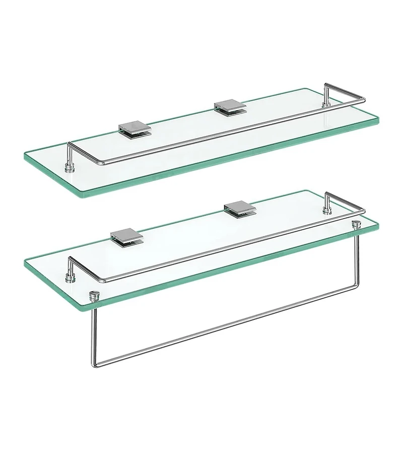 Slickblue Set of 2 15.7" Tempered Glass Floating Wall Shelves
