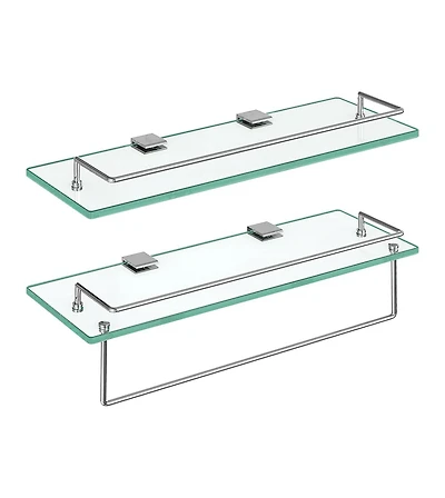 Slickblue Set of 2 15.7" Tempered Glass Floating Wall Shelves