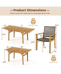 Sugift 9-Piece Expandable Outdoor Dining Set for Deck and Garden