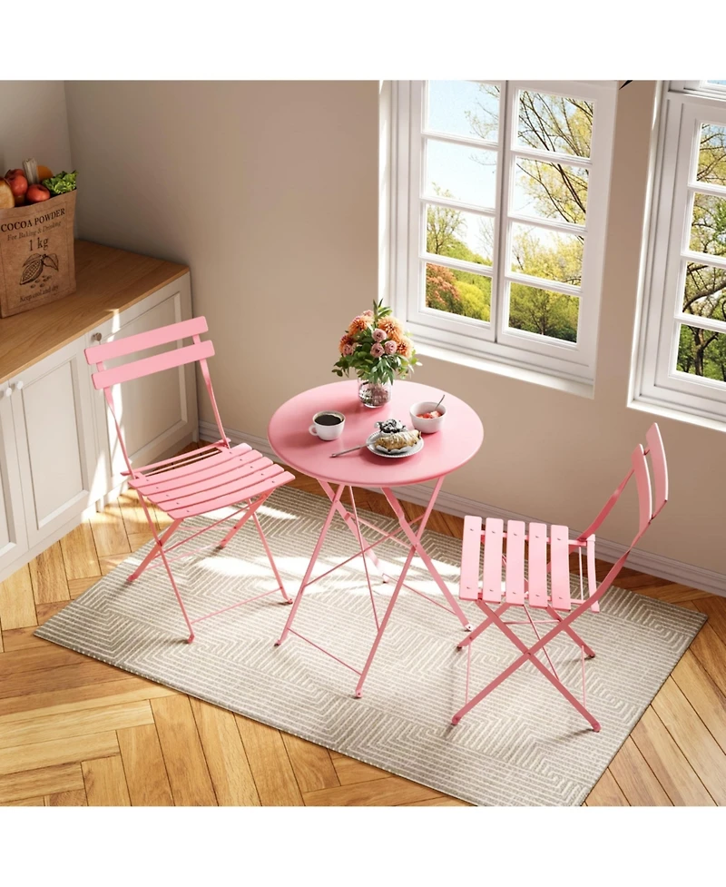 homfan 5-Piece Folding Patio Set, Space Saving Solid Steel 4 Chair Patio Furniture Set with Table for Balcony, Porch