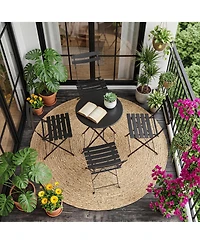 homfan 5-Piece Folding Patio Set, Space Saving Solid Steel 4 Chair Patio Furniture Set with Table for Balcony, Porch, Yard