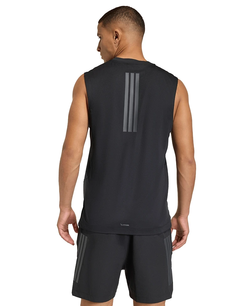adidas Men's D4T Prime Lift Three-Stripes Crewneck Tank Top