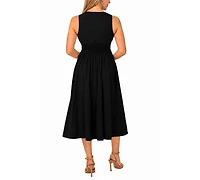 Msk Petite Sleeveless Buckle-Waist Midi Dress