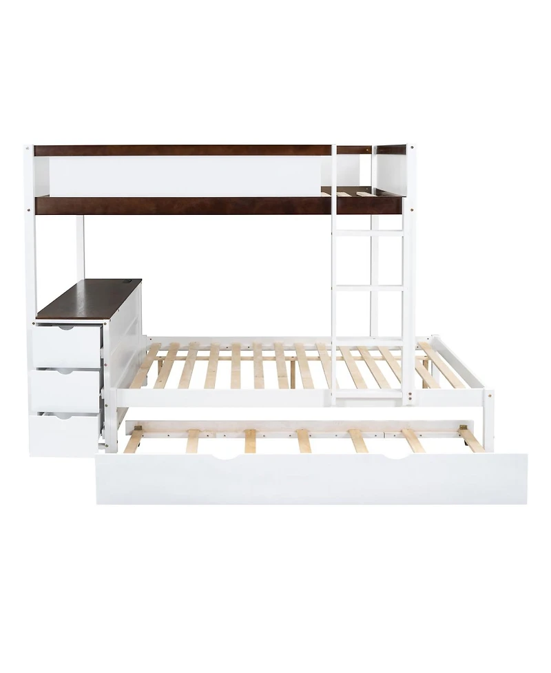 Streamdale Furniture Bunk Bed with Twin size Trundle Storage and Desk