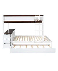 Streamdale Furniture Bunk Bed with Twin size Trundle Storage and Desk