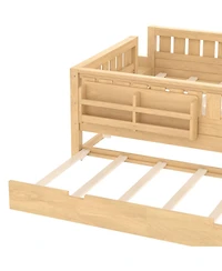 Streamdale Furniture Loft Bed with Bookshelves Staircase Safety Rails and Trundle