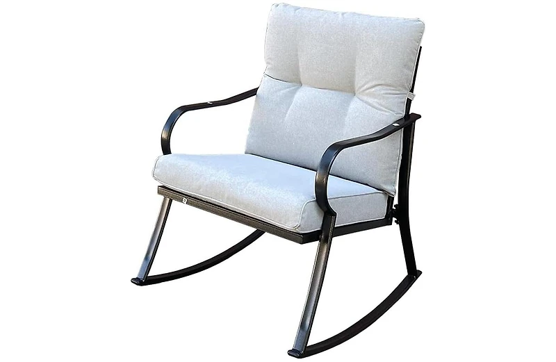 Yiortwo 3 Piece Patio Rocking Chair Set with Cushioned Rockers and Glass Top Side Table