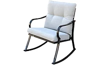 Yiortwo 3 Piece Patio Rocking Chair Set with Cushioned Rockers and Glass Top Side Table