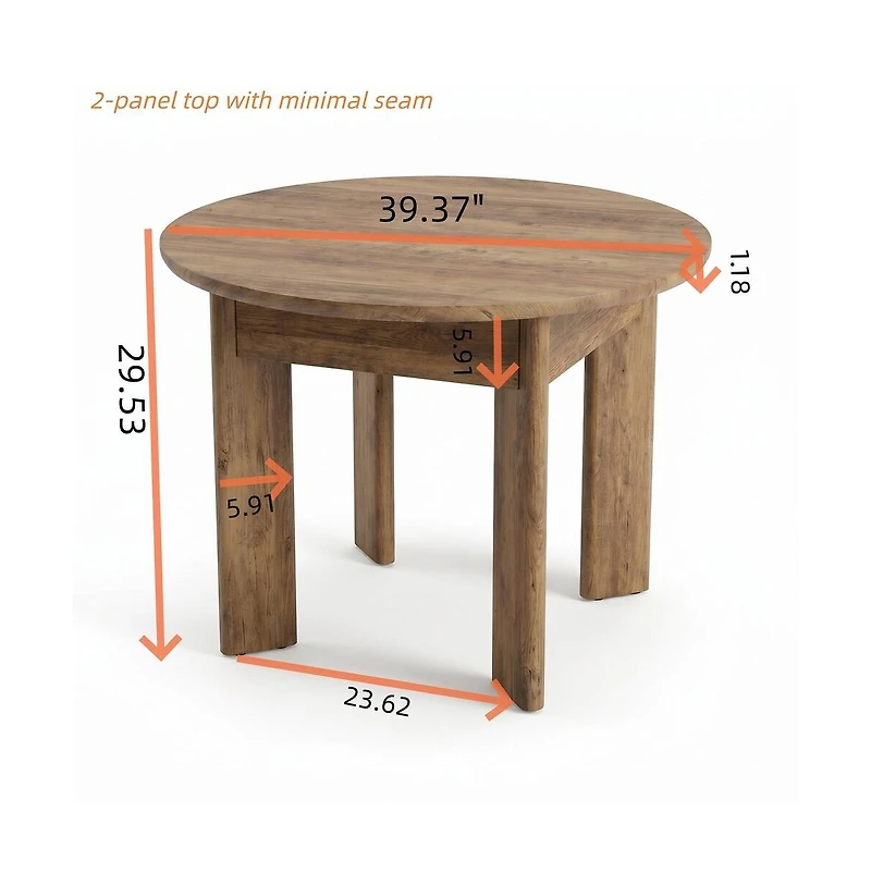 Tribesigns Round Dining Table for 4 People, 39.4- Inch Dining Room Table with Wooden Pedestal Base