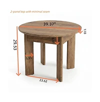 Tribesigns Round Dining Table for 4 People, 39.4- Inch Dining Room Table with Wooden Pedestal Base