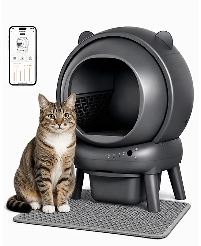 Cumrige Self-Cleaning Cat Litter Box Smart Automatic Litter Box with Cat Litter Mat for Multiple Cats Large Capacity Self-Cleaning Design