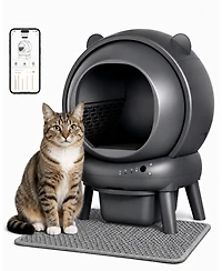 Cumrige Self-Cleaning Cat Litter Box Smart Automatic Litter Box with Cat Litter Mat for Multiple Cats Large Capacity Self-Cleaning Design