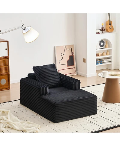 gaomon 45'' Indoor Chaise Lounge Chair Corduroy Cloud Single Couch Sofa with Deep Seat and Armrests Comfy Reading Chair Sleeper Bed