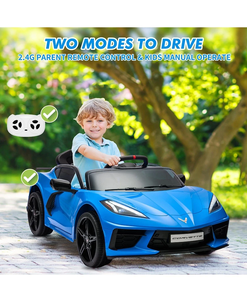 homfan Licensed Sporty Car 12V Electric Ride-On Sports Car, Remote Control, Led Lights, Music, Visual Dashboard, Battery Powered Gift Toy for Kids