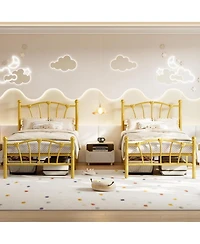 gaomon Twin Xl Size Bed Frame, Heart Shaped Metal Bed Frame with Headboard and Footboard, Platform Bed Frame with Sturdy Slat Support