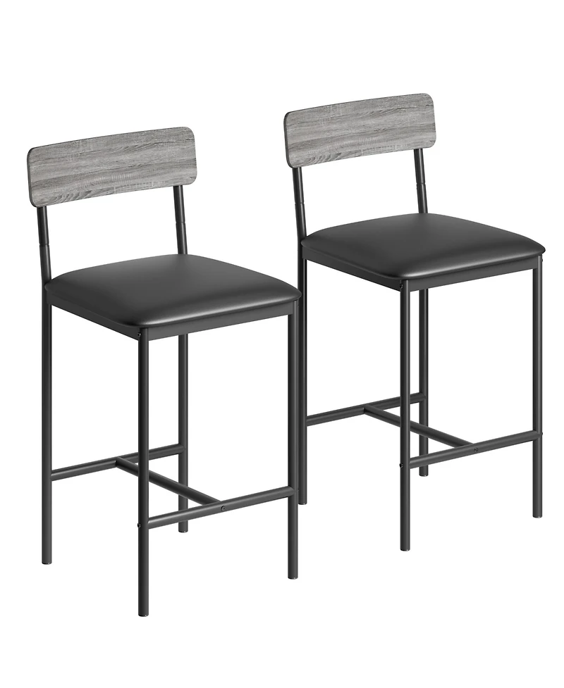homfan Set of 2 Bar Stools Tall Kitchen Breakfast Nook Dining Stools with Padded Cushion, Space-Saving Furniture for Small Spaces and Apartment