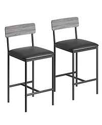homfan Set of 2 Bar Stools Tall Kitchen Breakfast Nook Dining Stools with Padded Cushion, Space-Saving Furniture for Small Spaces and Apartment