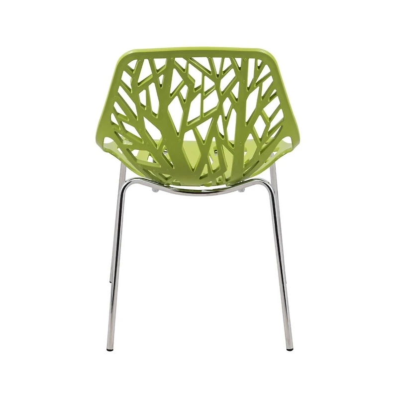 LeisureMod Asbury Stackable Modern Cut-Out Design Backrest Dining Chair with Chrome Legs and Floor Caps Side Chair