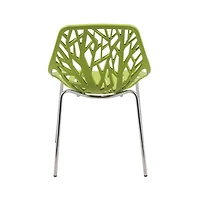 LeisureMod Asbury Stackable Modern Cut-Out Design Backrest Dining Chair with Chrome Legs and Floor Caps Side Chair