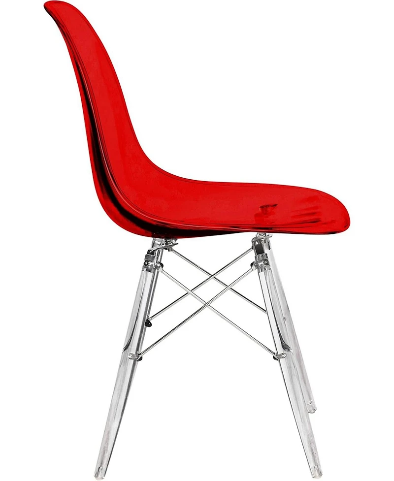 LeisureMod Dover Molded Side Chair with Acrylic Base, Set of 4