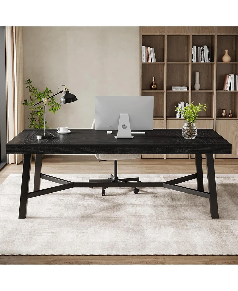 Tribesigns Executive Desk, Farmhouse Office Computer Desk with Sturdy Leg Structure, Writing Table