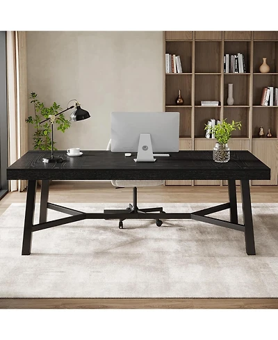 Tribesigns Executive Desk, Farmhouse Office Computer Desk with Sturdy Leg Structure, Writing Table