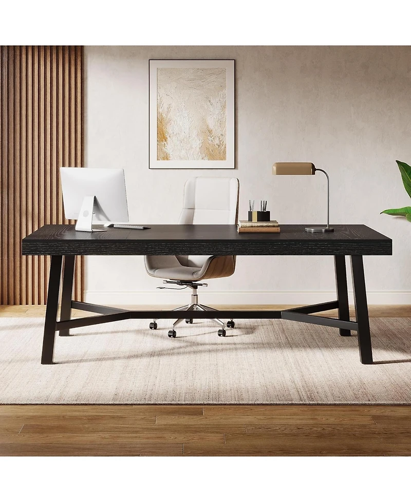 Tribesigns Executive Desk, Farmhouse Office Computer Desk with Sturdy Leg Structure, Writing Table