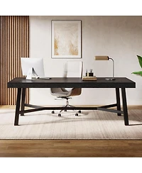 Tribesigns Executive Desk, Farmhouse Office Computer Desk with Sturdy Leg Structure, Writing Table