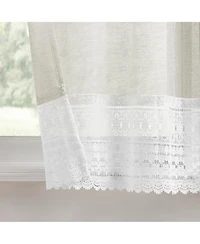 No. 918 Camille Macrame Lace Trim Sheer Rod Pocket Kitchen Curtain Tier Pair