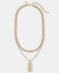I.n.c. International Concepts Pave Dog Tag Layered Pendant Necklace, 16" + 2" extender, Macy's Exclusive