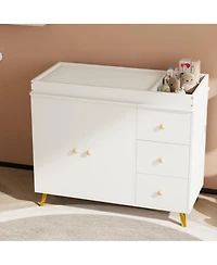 gaomon Baby Changing Table with 3 Drawers and 2-Door Cabinet