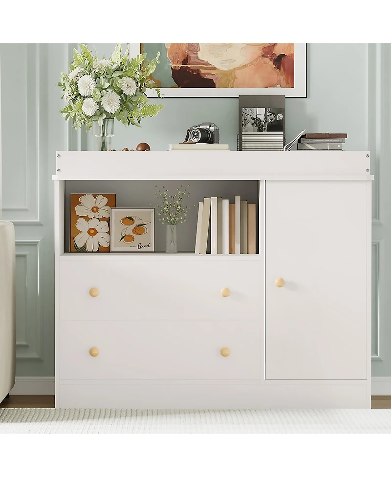 gaomon 3-in-1 Baby Changing Table with 2 Drawers and Cabinet