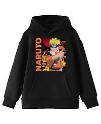 Naruto Boys Main Character On Elemental Background Long Sleeve Youth Black Hooded Sweatshirt-xxl